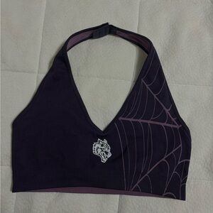 DARCSPORT🐺 Single Wolf "Everson Seamless" Halter Bra in Purple Night Web